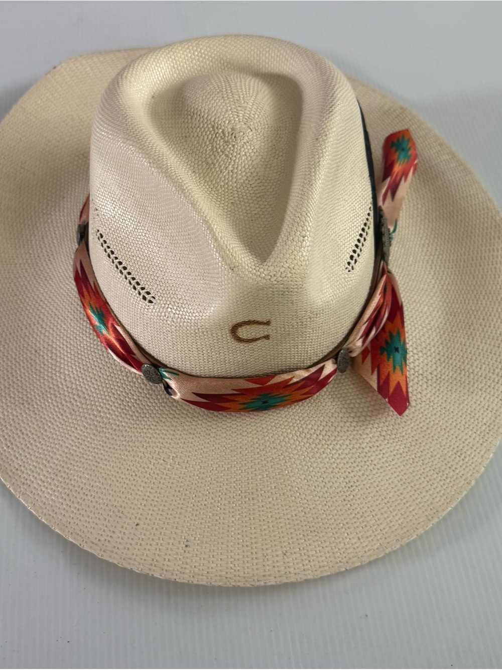 Charlie 1 Horse Hat Cowgirl Colorful Aztec Band Women Size Large